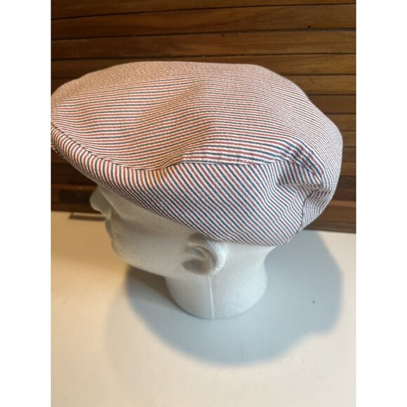 Stefeno Sport Italian Striped Textured Newsies Newsboy Hat Blue/Red SZ 57 M - Picture 4 of 11